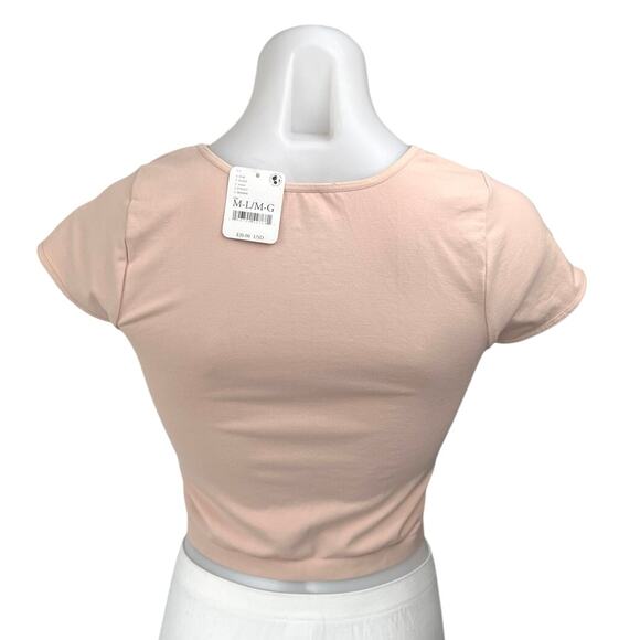NEW Free People Orange Pink Short Sleeve Pullover Cropped Tee T-Shirt Top Size M - Picture 2 of 3